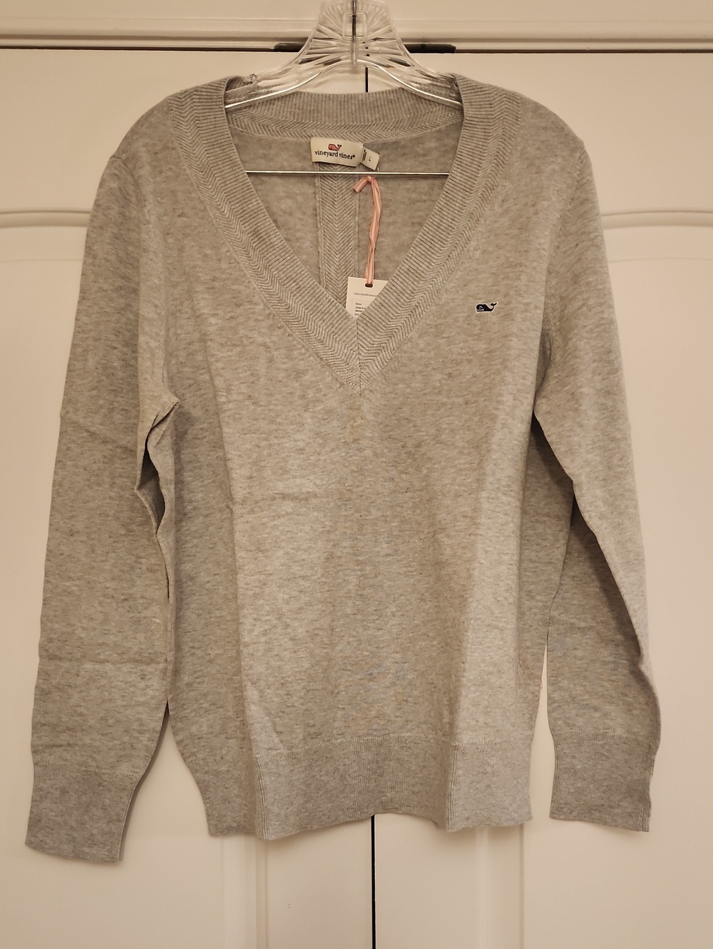 Vineyard Vines Light Heather Gray V-Neck Sweater